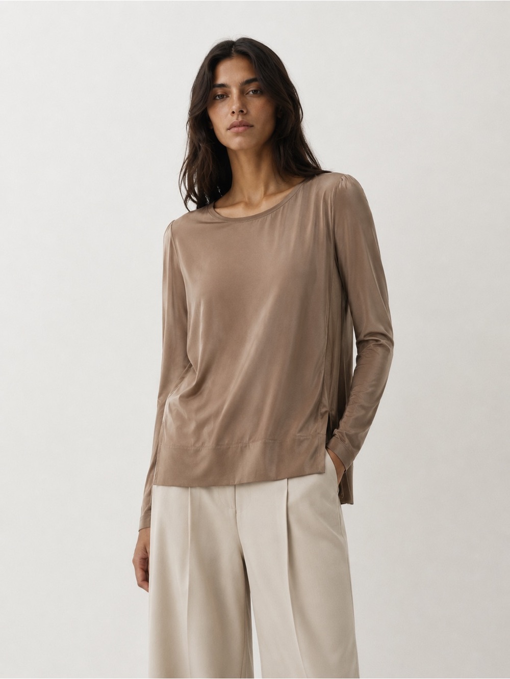 Rudsak Silk Blend Taupe Top